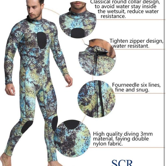 Dyung Tec Wetsuits Mens 3MM Camo Neoprene Scuba Diving One Piece Size L - Picture 2 of 9